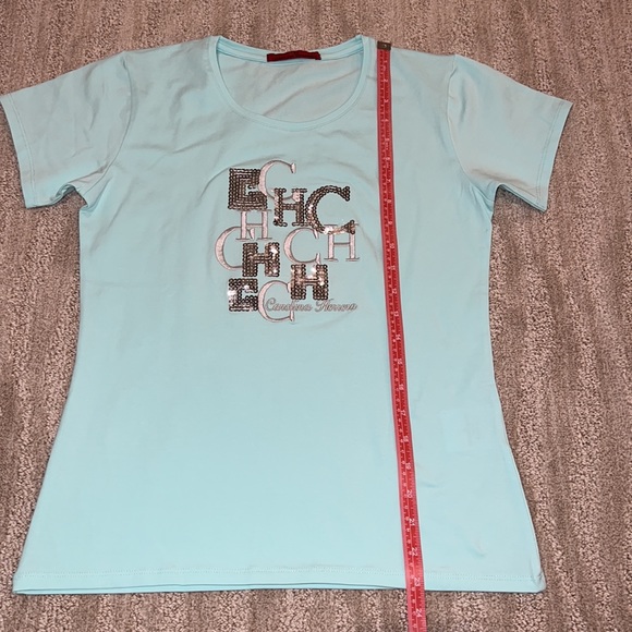 Carolina Herrera women’s green t-shirt , short sleeve . Size L - Picture 6 of 8